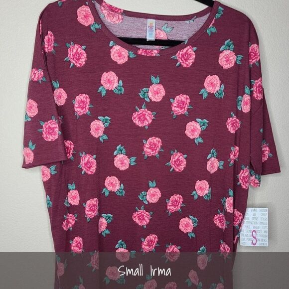 LuLaRoe Irma Tunic Small Floral Red NEW - Picture 1 of 1